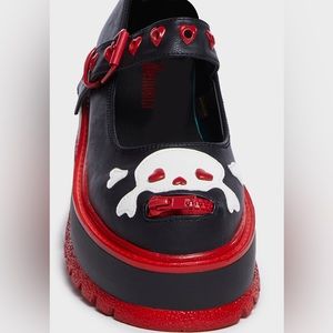Red Skull Mary Janes (Demonia Red Slacker-27)